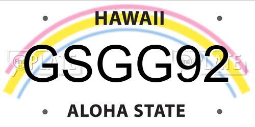 GSGG92 Hawaii License Plate