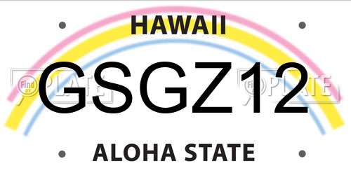 GSGZ12 Hawaii License Plate