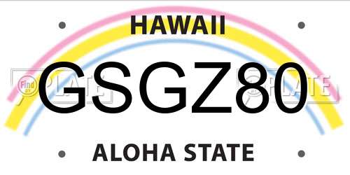 GSGZ80 Hawaii License Plate