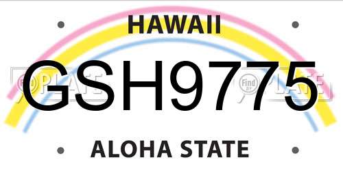 GSH9775 Hawaii License Plate
