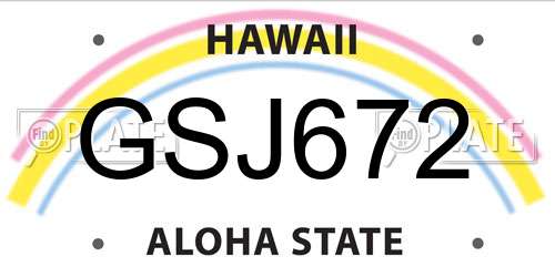 GSJ672 Hawaii License Plate