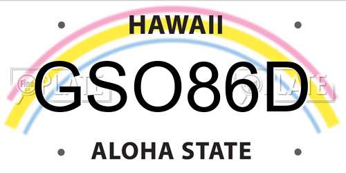 GSO86D Hawaii License Plate