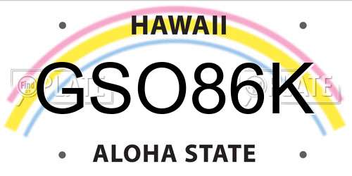 GSO86K Hawaii License Plate