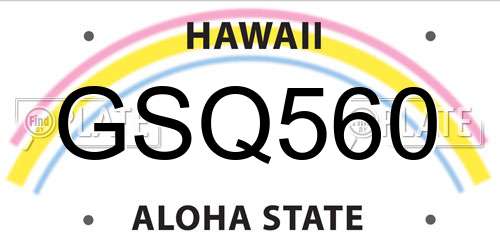 GSQ560 Hawaii License Plate