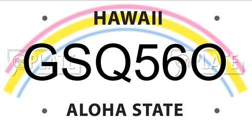 GSQ56O Hawaii License Plate