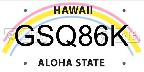 GSQ86K Hawaii License Plate