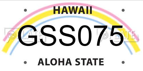 GSS075 Hawaii License Plate