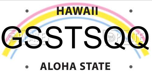 GSSTSQQ Hawaii License Plate