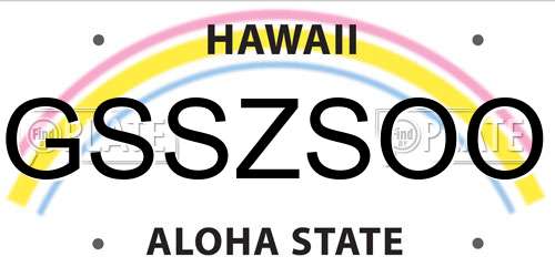 GSSZSOO Hawaii License Plate