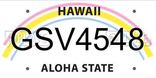 GSV4548 Hawaii License Plate