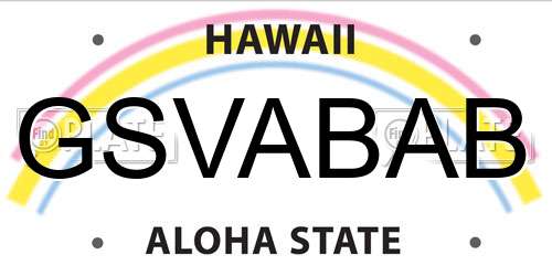 GSVABAB Hawaii License Plate