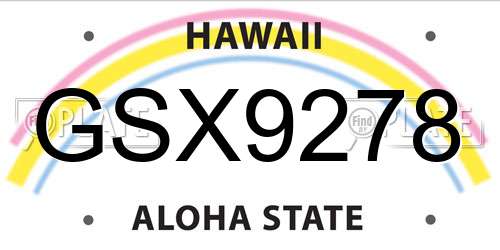 GSX9278 Hawaii License Plate