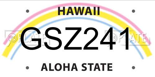 GSZ241 Hawaii License Plate