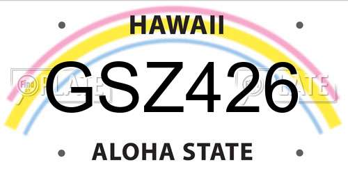 GSZ426 Hawaii License Plate