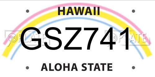 GSZ741 Hawaii License Plate