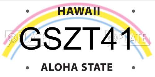 GSZT41 Hawaii License Plate