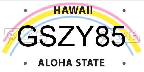 GSZY85 Hawaii License Plate