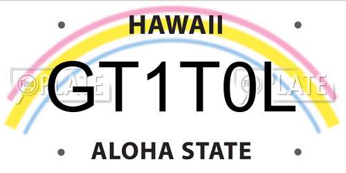 GT1T0L Hawaii License Plate