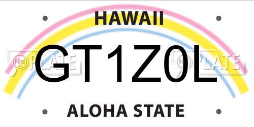 GT1Z0L Hawaii License Plate