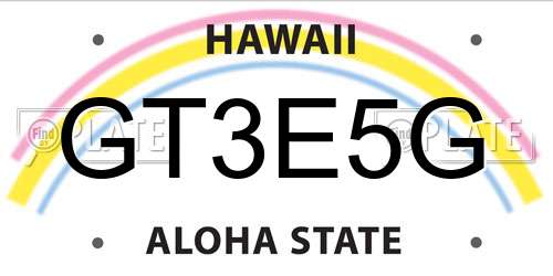 GT3E5G Hawaii License Plate