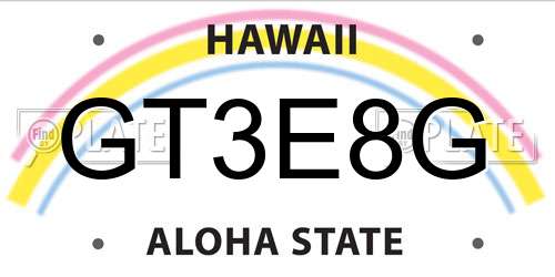 GT3E8G Hawaii License Plate