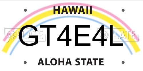 GT4E4L Hawaii License Plate