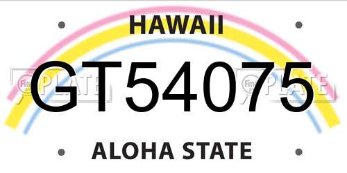 GT54075 Hawaii License Plate