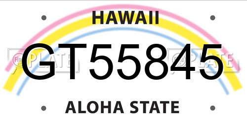 GT55845 Hawaii License Plate