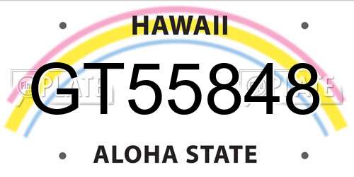 GT55848 Hawaii License Plate