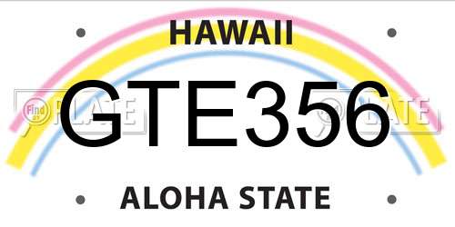 GTE356 Hawaii License Plate
