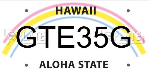 GTE35G Hawaii License Plate
