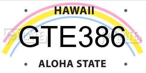 GTE386 Hawaii License Plate