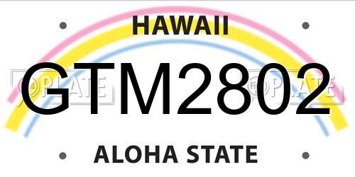 GTM2802 Hawaii License Plate