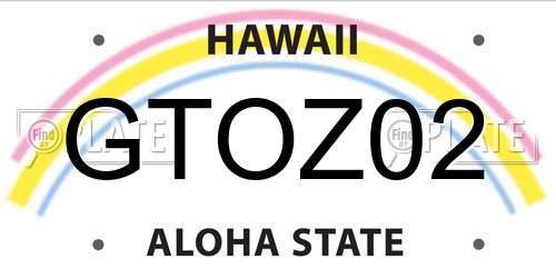 GTOZ02 Hawaii License Plate