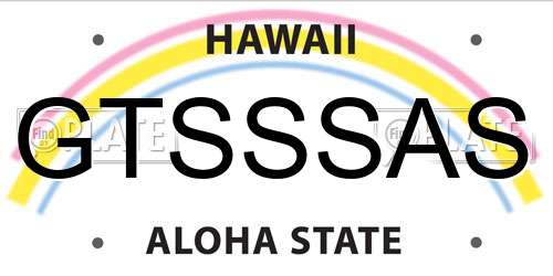 GTSSSAS Hawaii License Plate