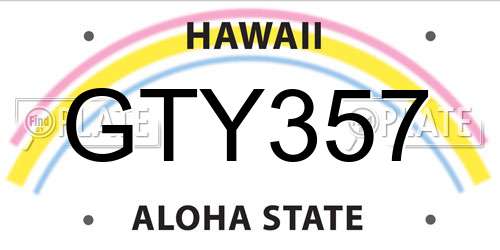 GTY357 Hawaii License Plate