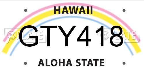 GTY418 Hawaii License Plate