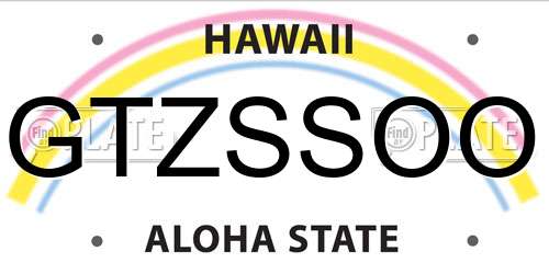 GTZSSOO Hawaii License Plate