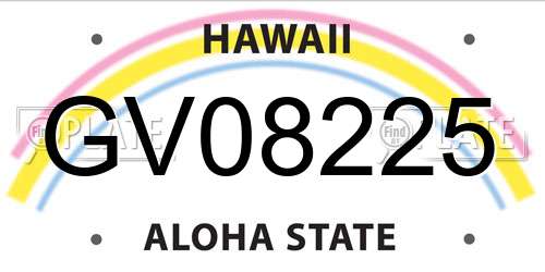 GV08225 Hawaii License Plate