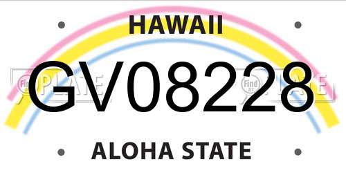 GV08228 Hawaii License Plate