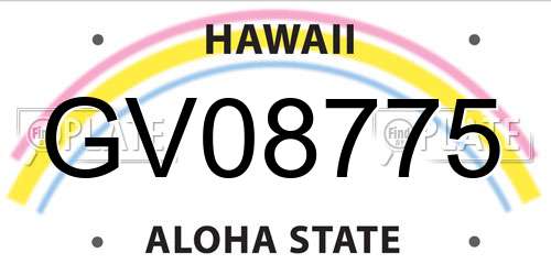 GV08775 Hawaii License Plate