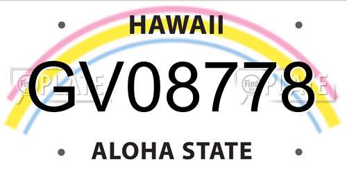 GV08778 Hawaii License Plate