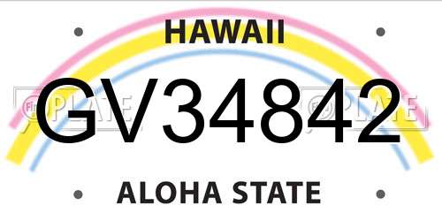 GV34842 Hawaii License Plate