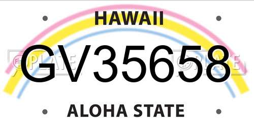 GV35658 Hawaii License Plate