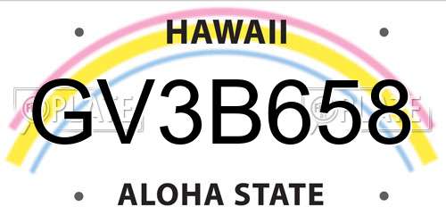 GV3B658 Hawaii License Plate