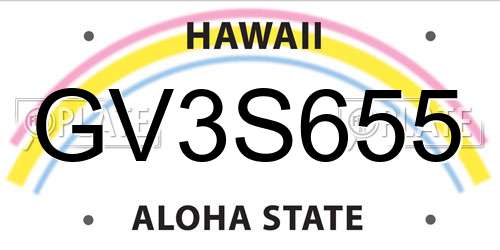 GV3S655 Hawaii License Plate