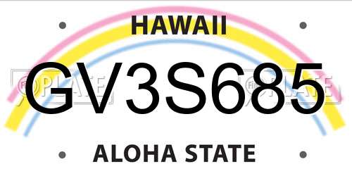 GV3S685 Hawaii License Plate