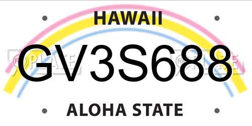 GV3S688 Hawaii License Plate