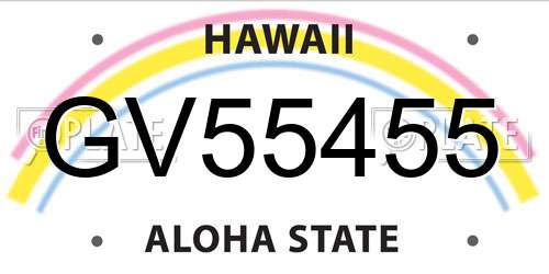 GV55455 Hawaii License Plate