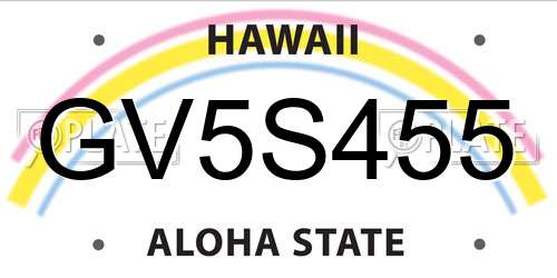 GV5S455 Hawaii License Plate